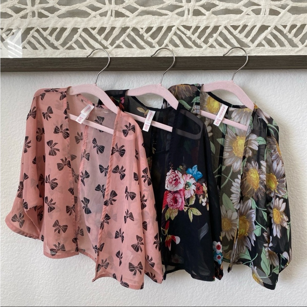 Xhilaration Bundle | (3) Girl's Open Chiffon Cardigan